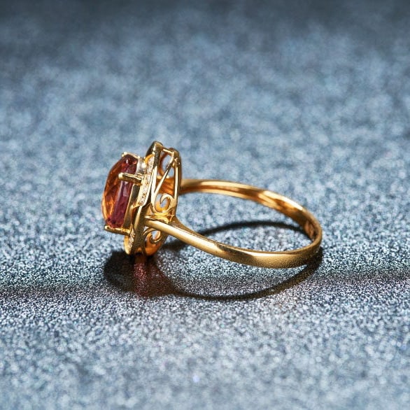 14k Gold 2.52 Ct Natural Tourmaline & Diamond Ring - 4