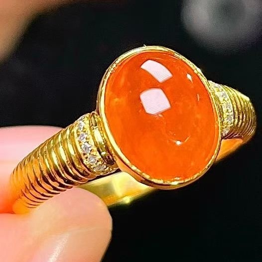 14k Gold 4.15 Ct Natural Spessartine & Diamond Ring - 4