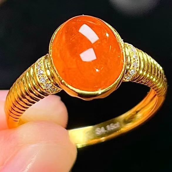 14k Gold 4.15 Ct Natural Spessartine & Diamond Ring - 5