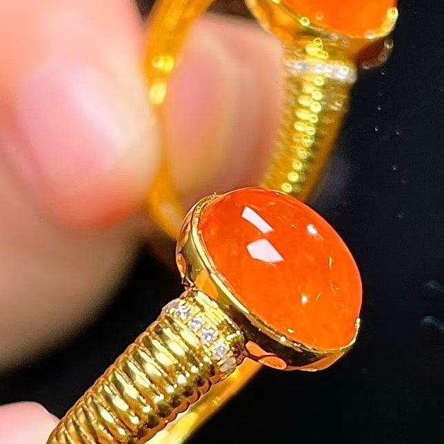 14k Gold 4.15 Ct Natural Spessartine & Diamond Ring - 6