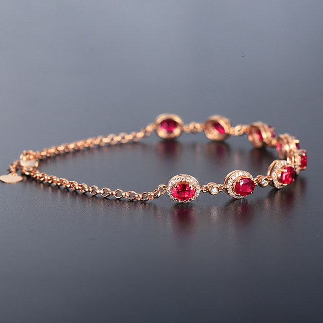 14k Gold 3.50 Ctw Natural Ruby & Diamond Bracelet - 3