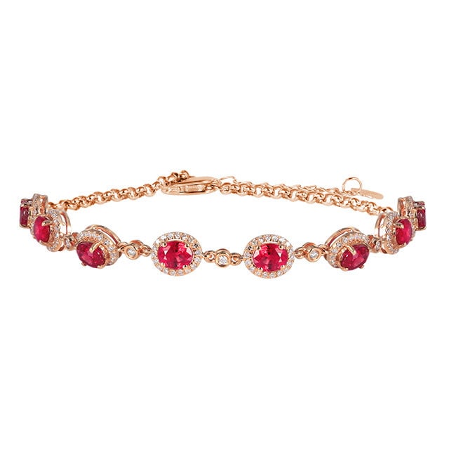 14k Gold 3.50 Ctw Natural Ruby & Diamond Bracelet - 5