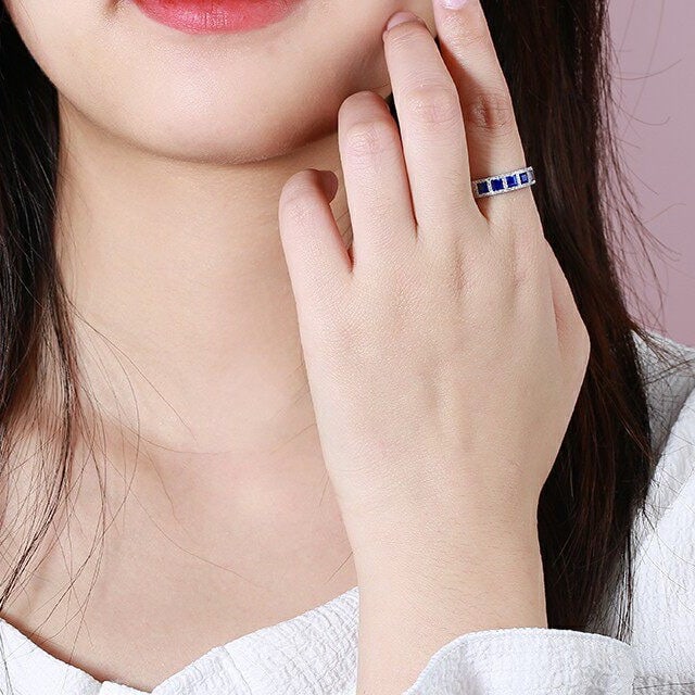 14k Gold 1.37 Ctw Natural Sapphire & Diamond Ring - 6