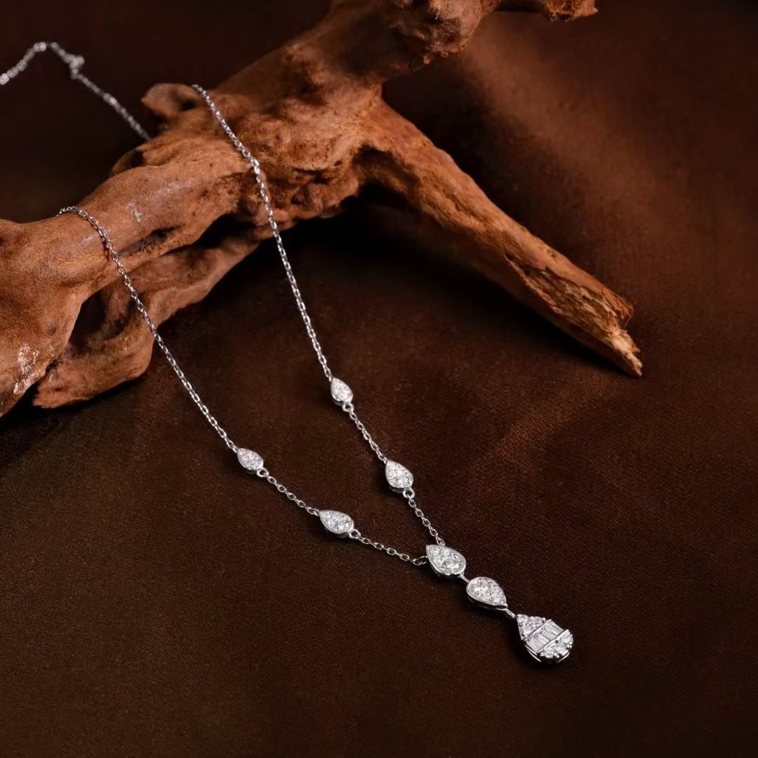 14k Gold 0.72 Ct Natural H Diamond Necklace - 3