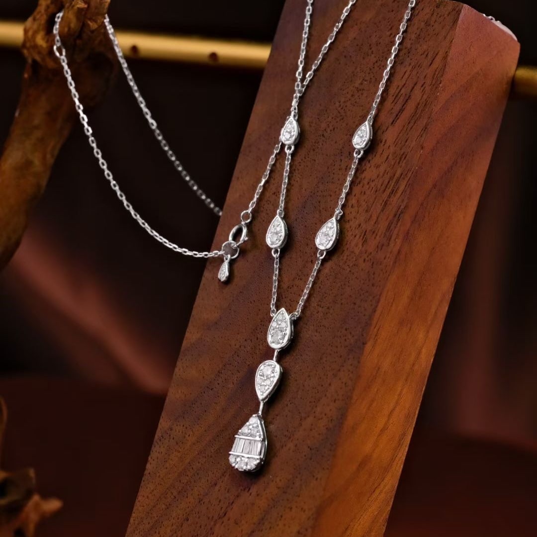 14k Gold 0.72 Ct Natural H Diamond Necklace - 4