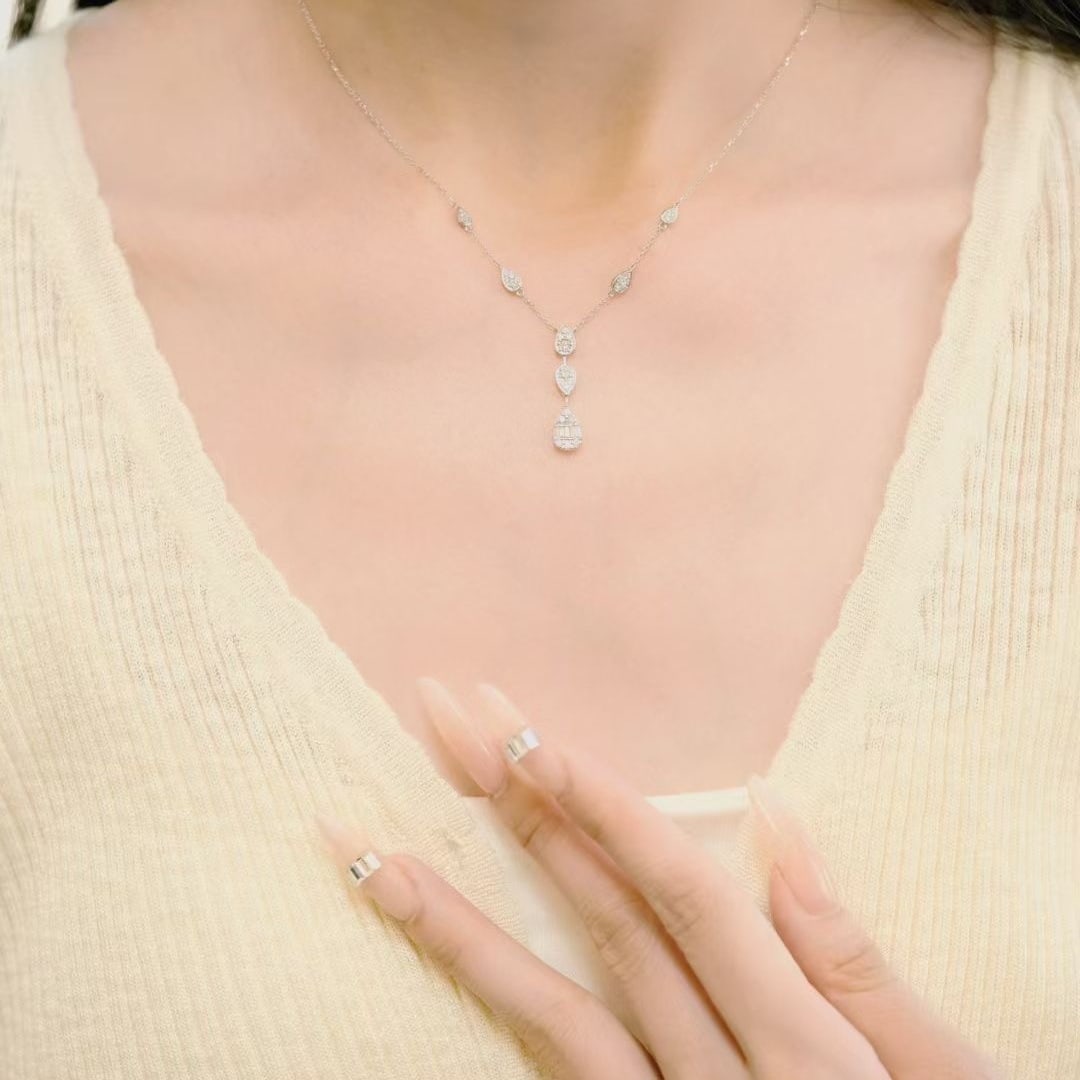 14k Gold 0.72 Ct Natural H Diamond Necklace - 5