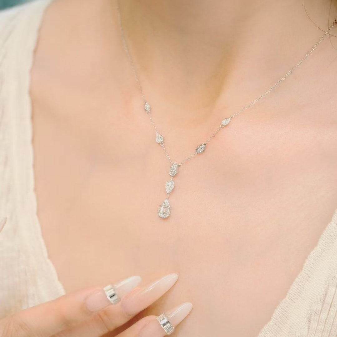 14k Gold 0.72 Ct Natural H Diamond Necklace - 6