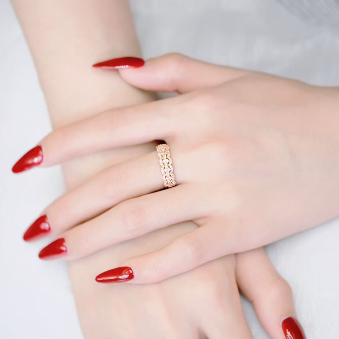 14k Gold 0.5 Ct Natural H Diamond Ring - 4