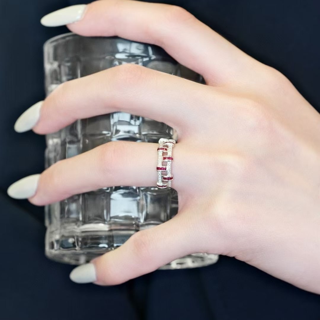 14k Gold 0.88 Ctw Natural Ruby & Diamond Ring - 6