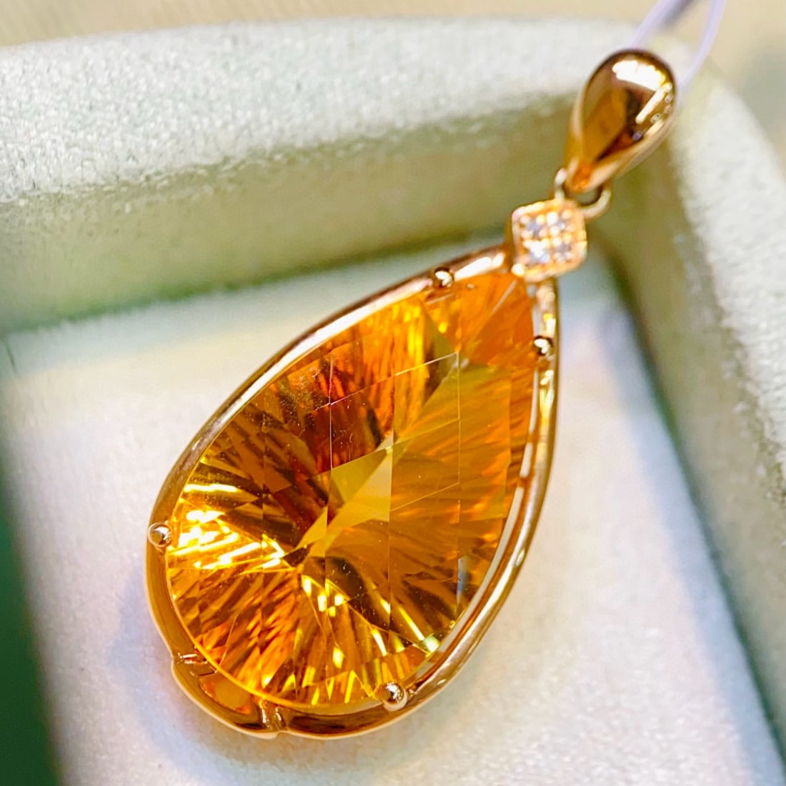 14k Gold 6.81 Ctw Natural Citrine & Diamond Pendant( Without Chain ) - 4