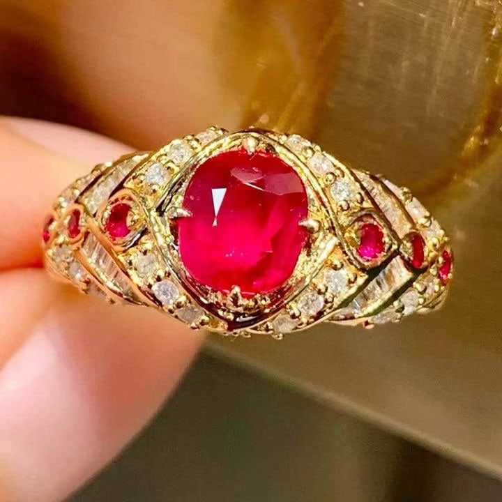 14k Gold 1.05 Ct Natural Ruby & Diamond & Ruby Ring (1 of 7)