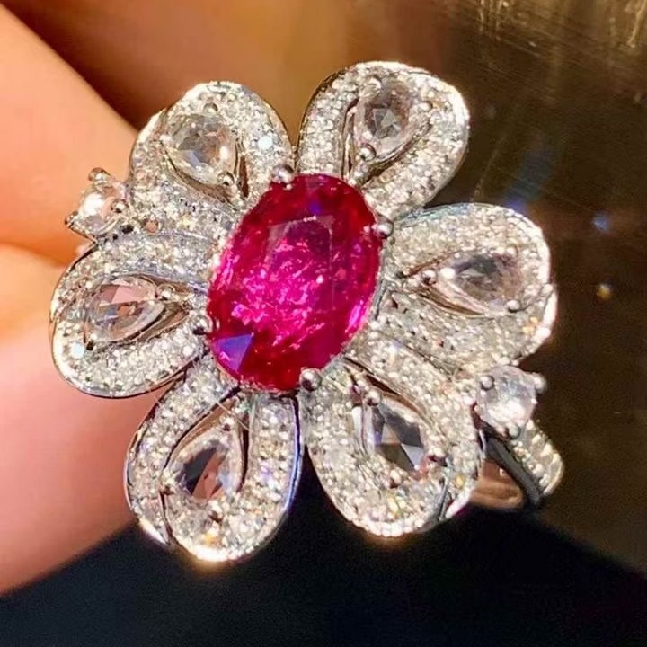 14k Gold 1.02 Ct Natural Ruby & Diamond & Sapphire Ring - 3