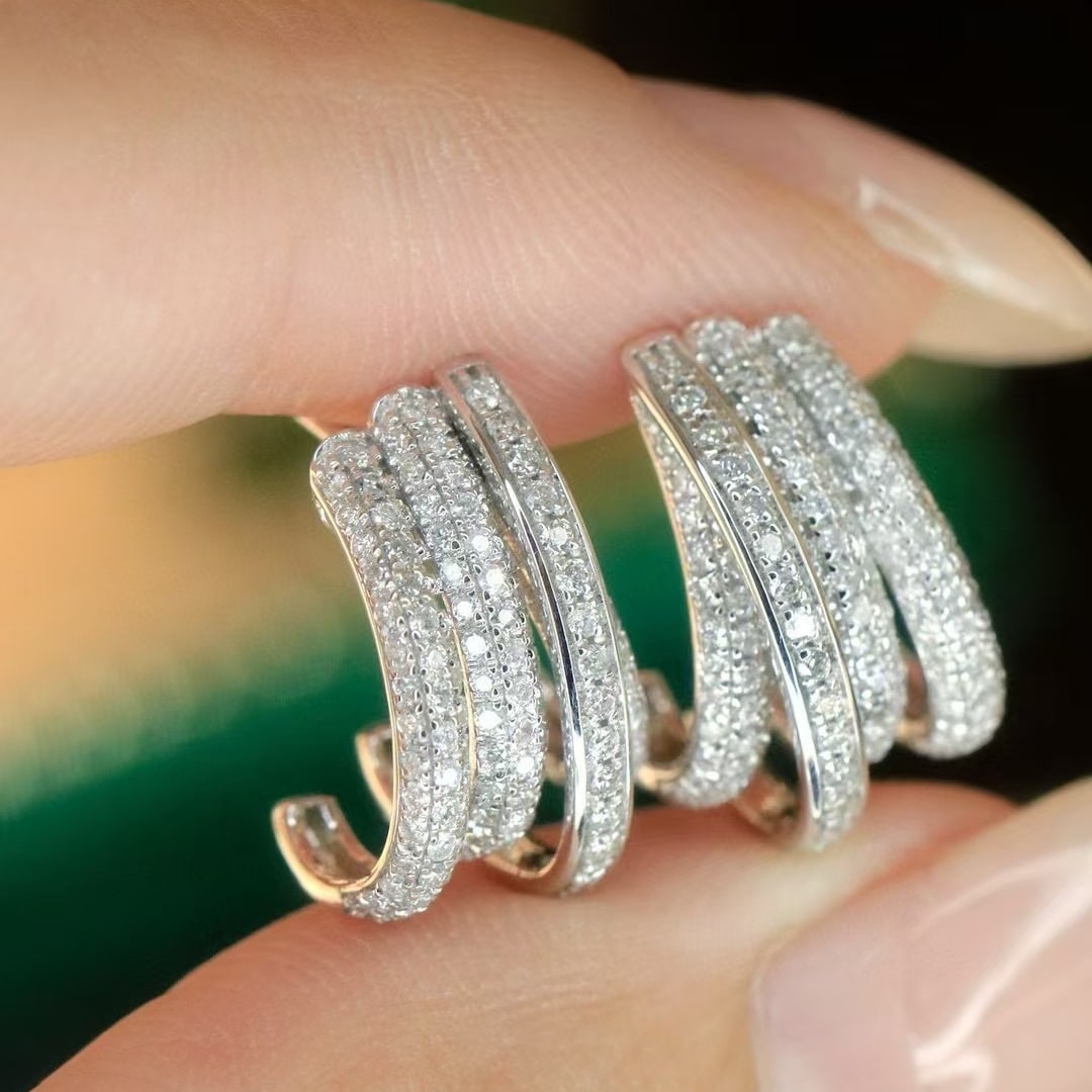 14k Gold 1.00 Ct Natural H Diamond Earrings - 2