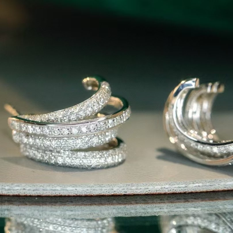 14k Gold 1.00 Ct Natural H Diamond Earrings - 4