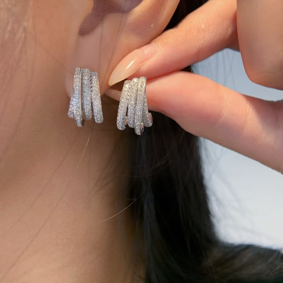 14k Gold 1.00 Ct Natural H Diamond Earrings - 7