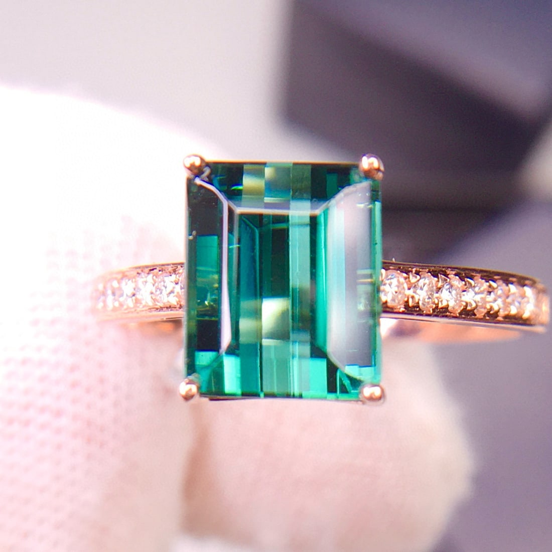 14k Gold 3.2 Ct Natural Tourmaline & Diamond Ring - 3