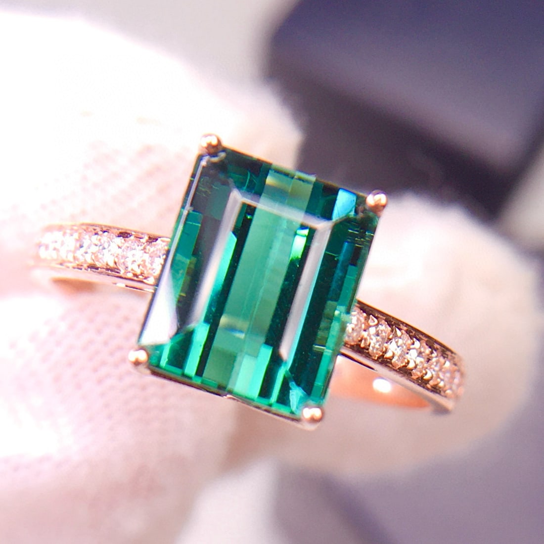 14k Gold 3.2 Ct Natural Tourmaline & Diamond Ring - 6