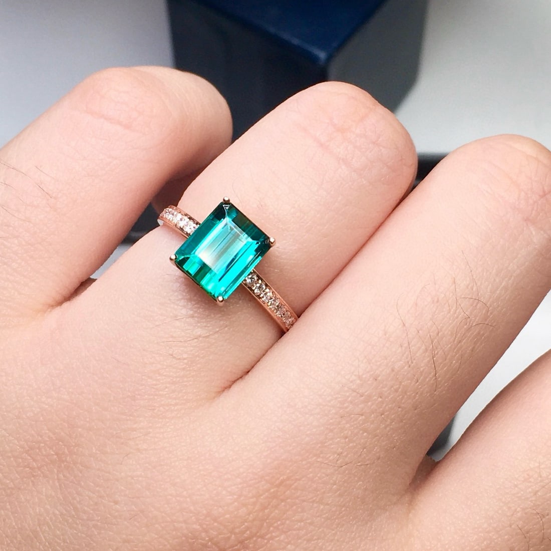 14k Gold 3.2 Ct Natural Tourmaline & Diamond Ring - 8