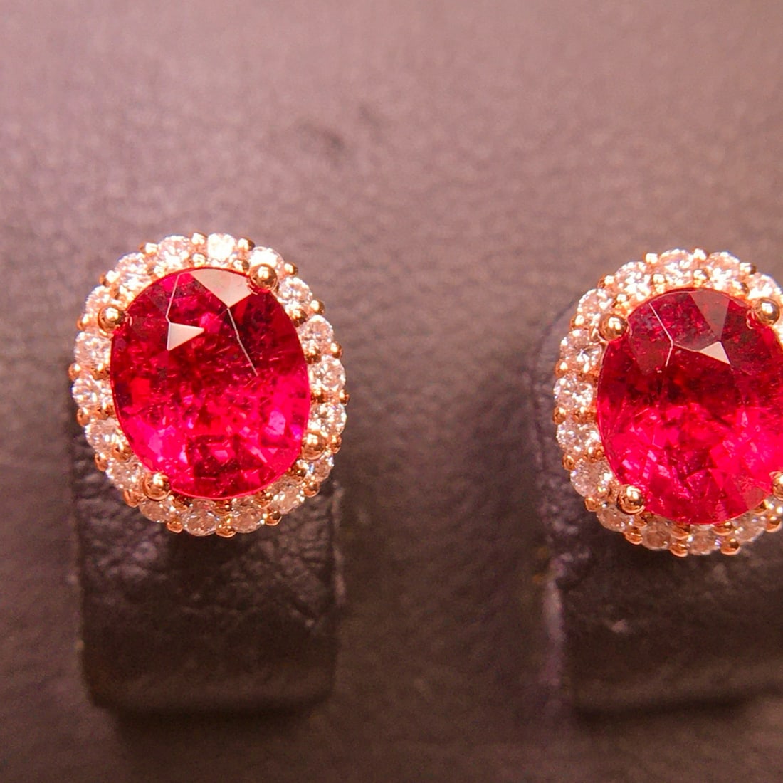 14k Gold 2.46 Ct Natural Tourmaline & Diamond Earrings (1 of 7)