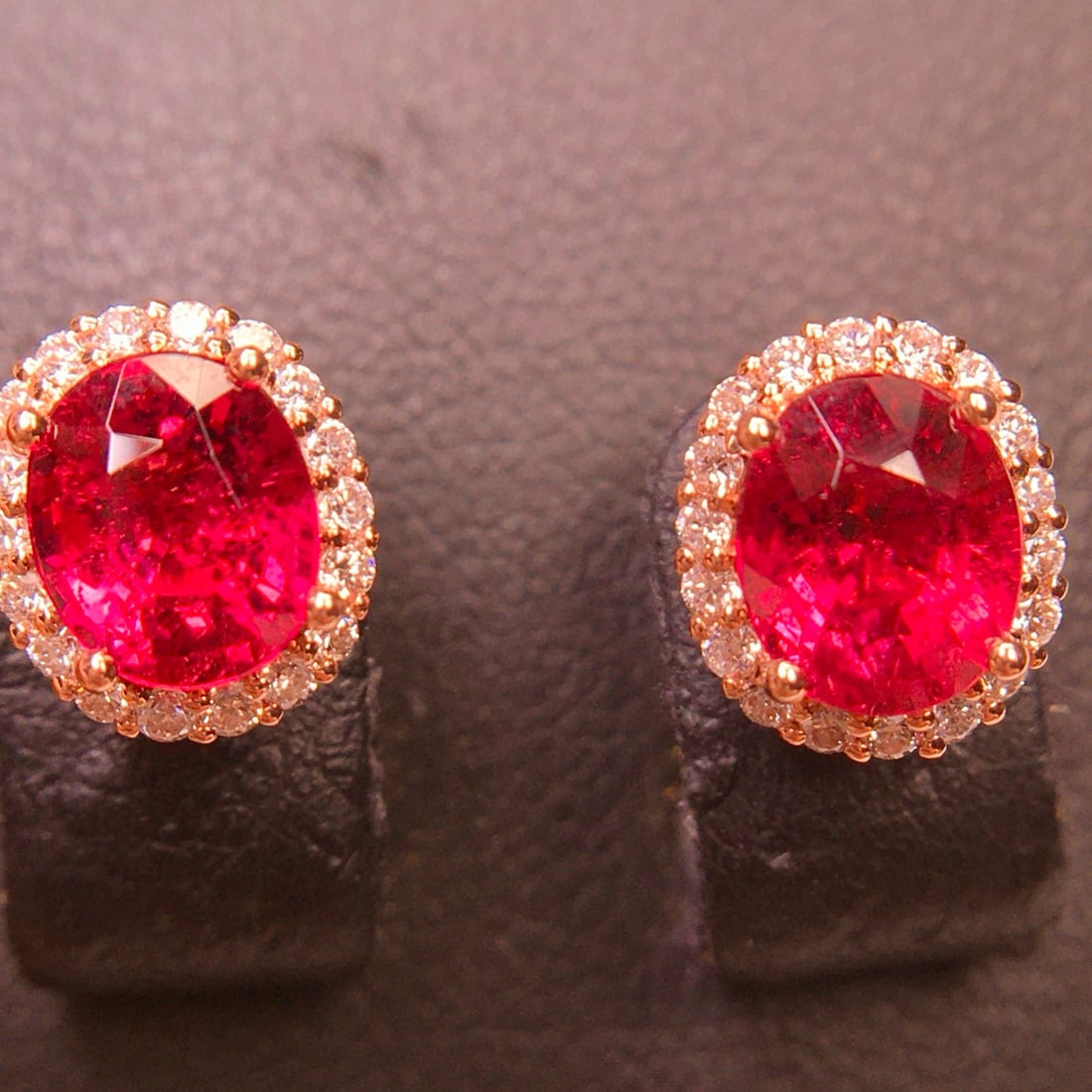 14k Gold 2.46 Ct Natural Tourmaline & Diamond Earrings - 2