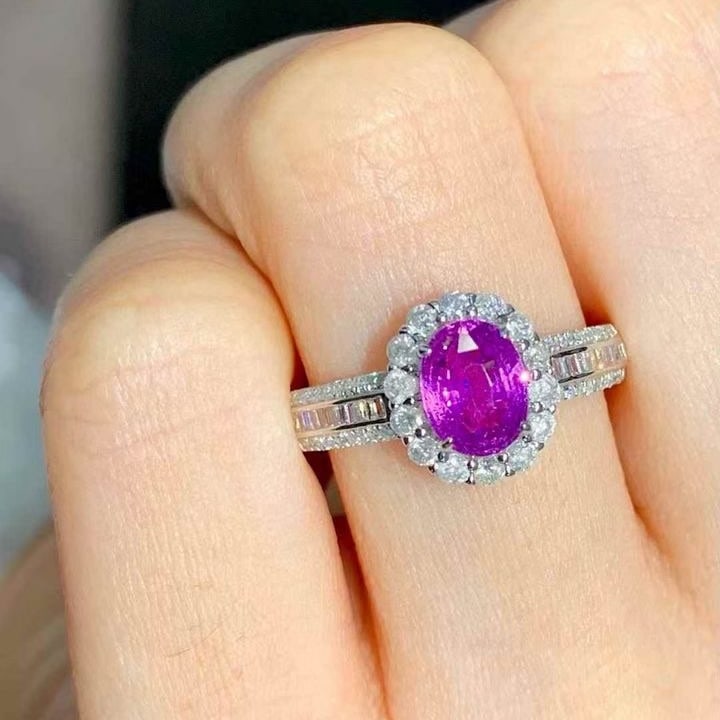 14k Gold 1.25 Ct Natural Sapphire & Diamond Ring - 4