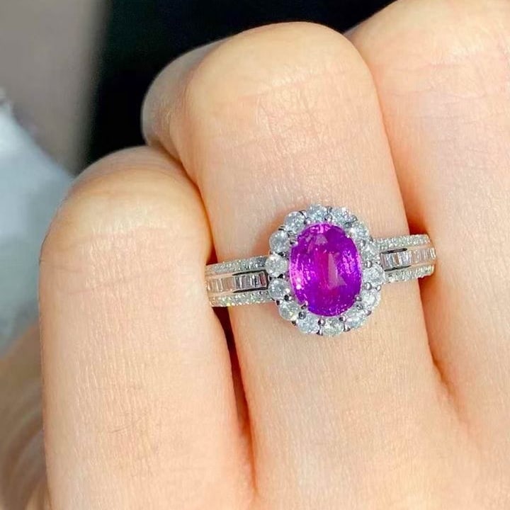 14k Gold 1.25 Ct Natural Sapphire & Diamond Ring - 5