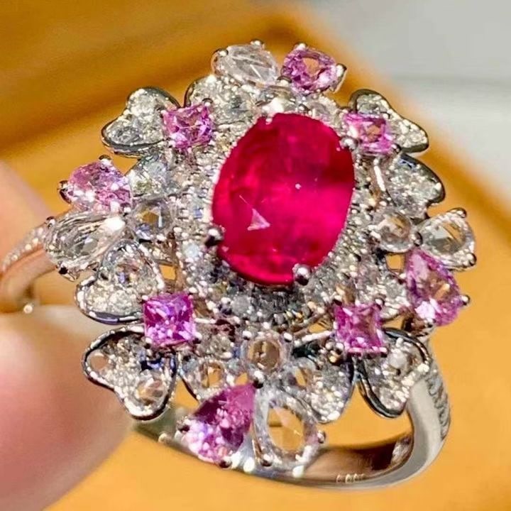 14k Gold 1.06 Ct Natural Ruby & Diamond & Coloured Gemstone Ring - 3