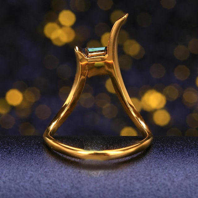 14k Gold 0.44 Ct Natural Emerald Ring - 4