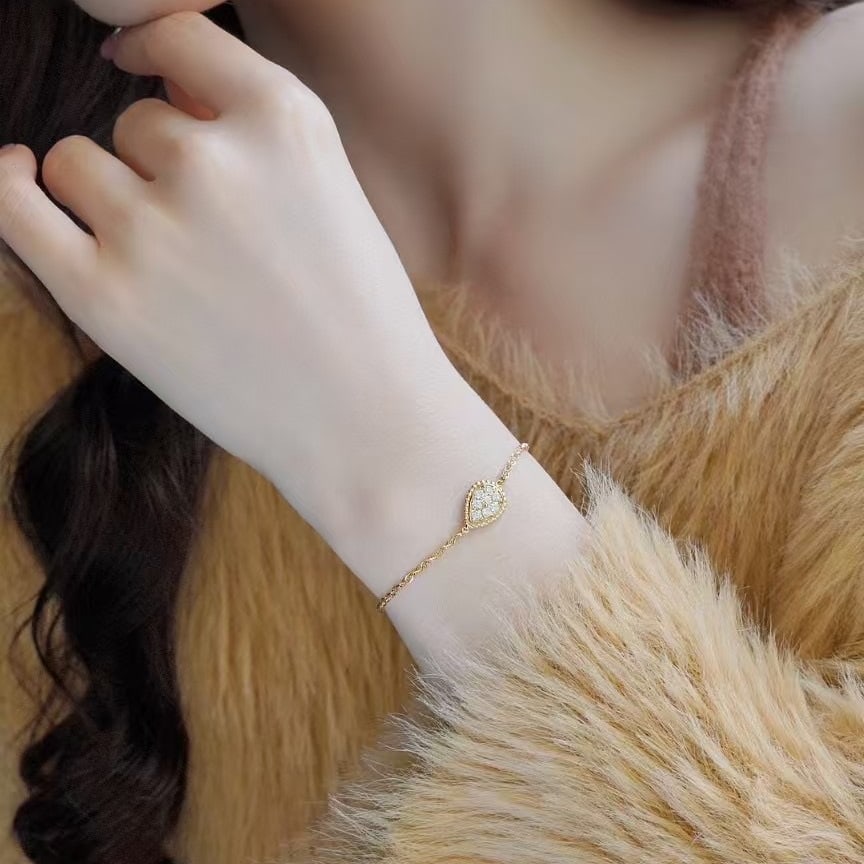 14k Gold 0.38 Ct Natural H Diamond Bracelet - 2