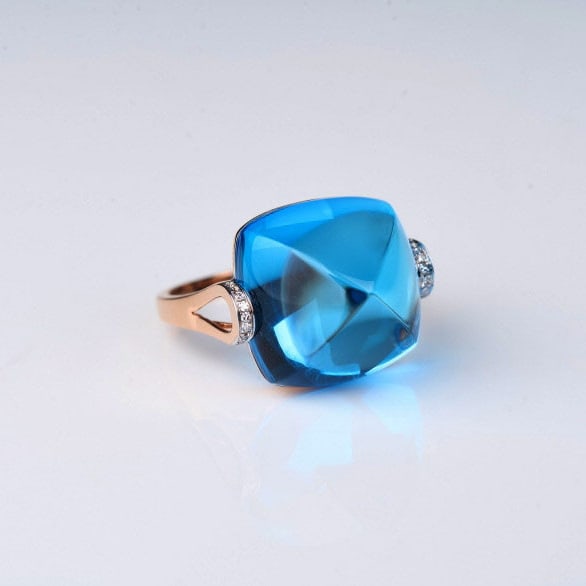 14k Gold 22.56 Ct Natural Topaz & Diamond Ring - 7