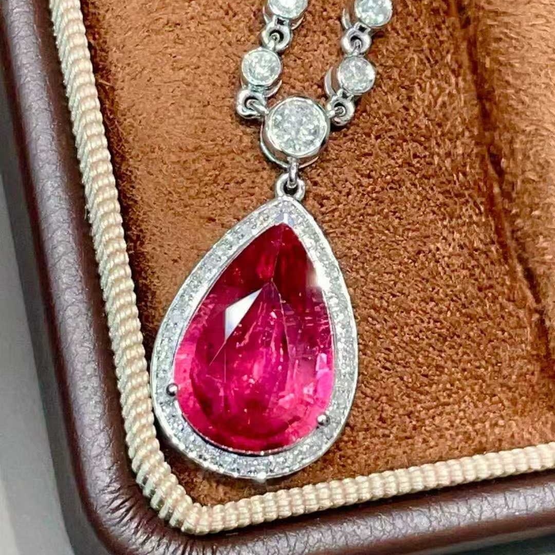 14k Gold 4.25 Ctw Natural Tourmaline & Diamond Necklace - 2