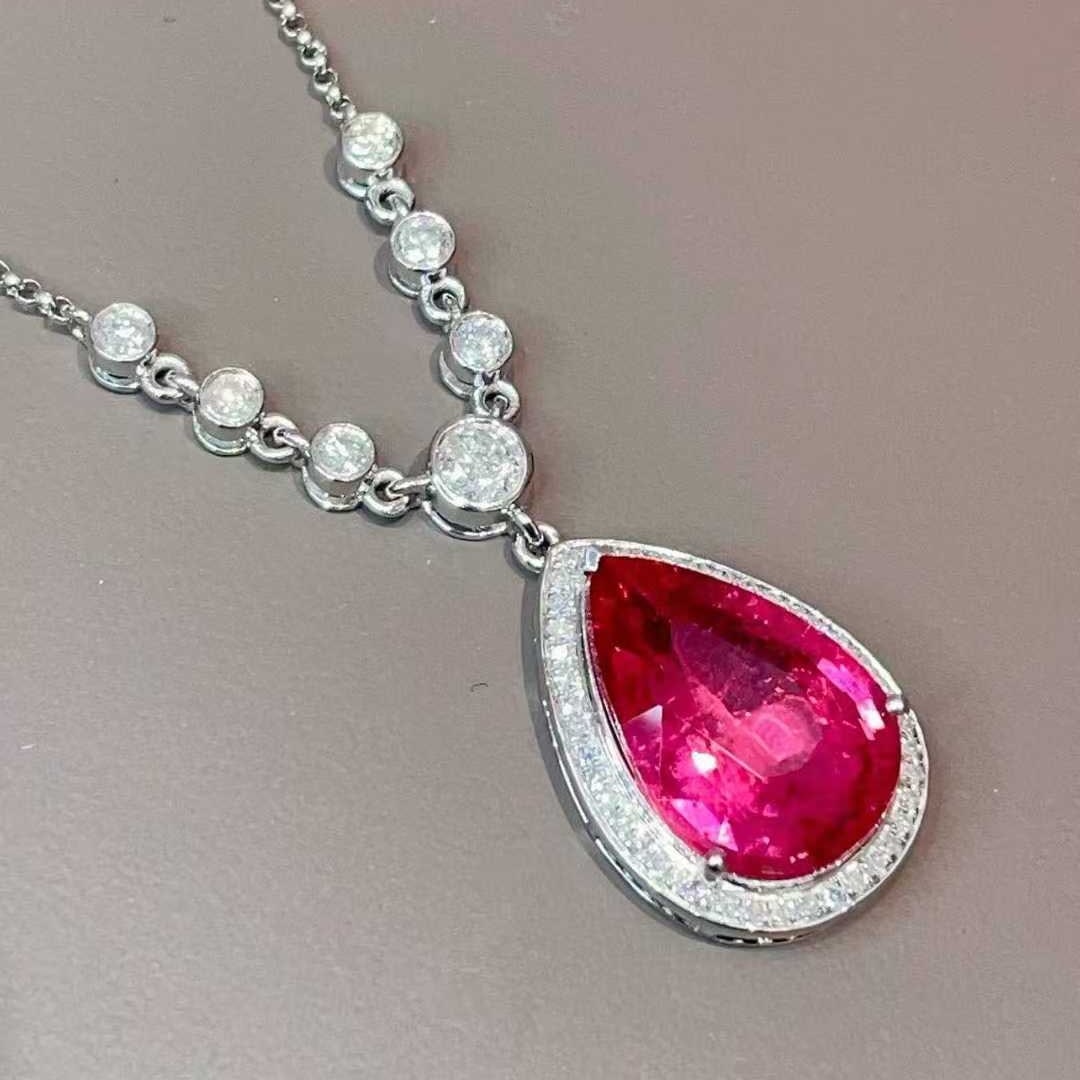 14k Gold 4.25 Ctw Natural Tourmaline & Diamond Necklace - 4