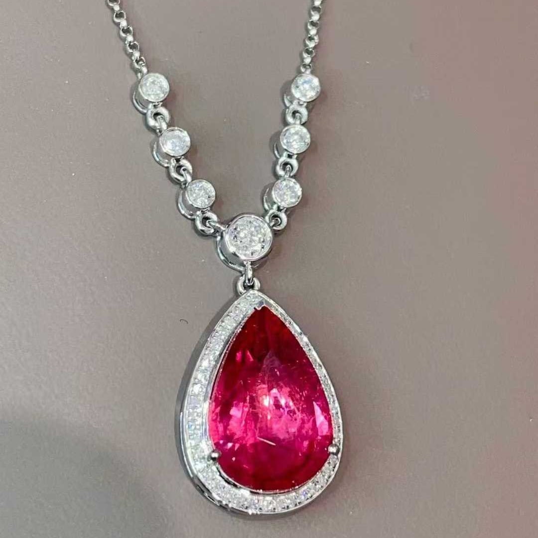 14k Gold 4.25 Ctw Natural Tourmaline & Diamond Necklace - 5