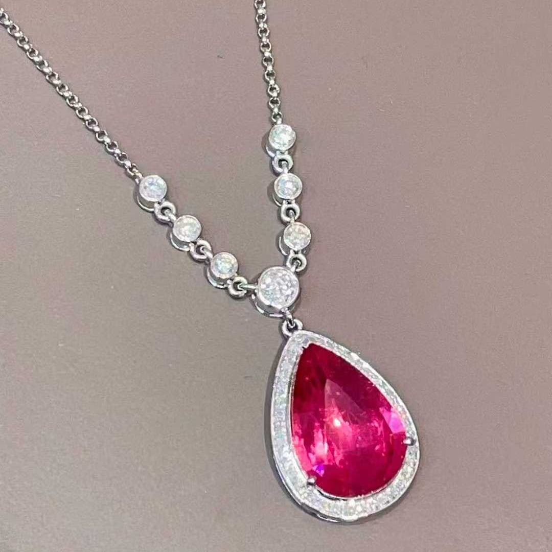 14k Gold 4.25 Ctw Natural Tourmaline & Diamond Necklace - 6