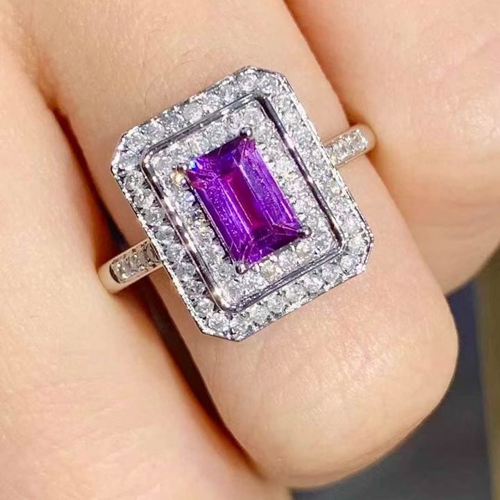 14k Gold 0.80 Ct Natural Sapphire & Diamond Ring - 4