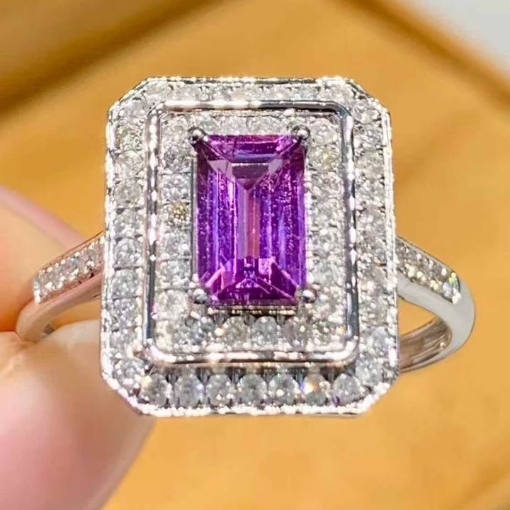 14k Gold 0.80 Ct Natural Sapphire & Diamond Ring - 6