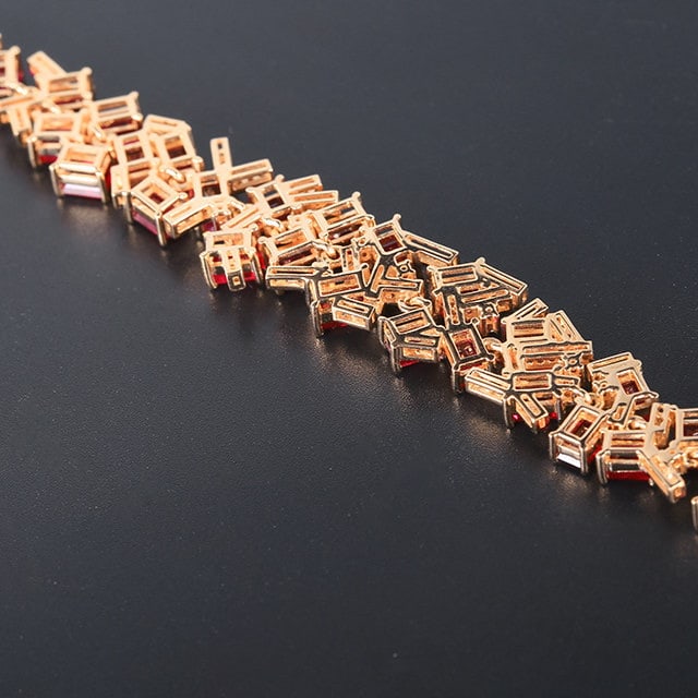 14k Gold 12.47 Ctw Natural Ruby & Diamond Bracelet - 4