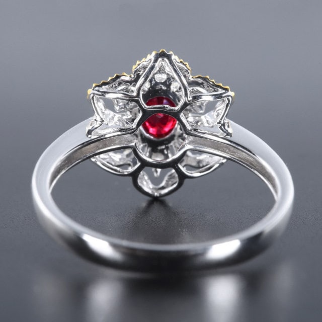 14k Gold 0.48 Ctw Natural Ruby & Diamond Ring - 4