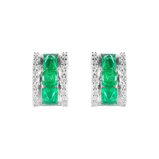 14k Gold 1.36 Ctw Natural Emerald & Diamond Earrings - 5
