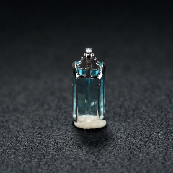 14k Gold 3.9 Ct Natural Aquamarine & Diamond Pendant( Without Chain ) - 5