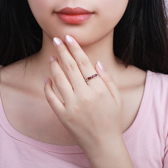 14k Gold 0.62 Ctw Natural Ruby & Diamond Ring - 5