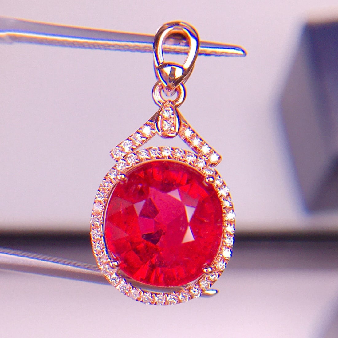 14k Gold 4.06 Ct Natural Tourmaline & Diamond Pendant( Without Chain ) - 4