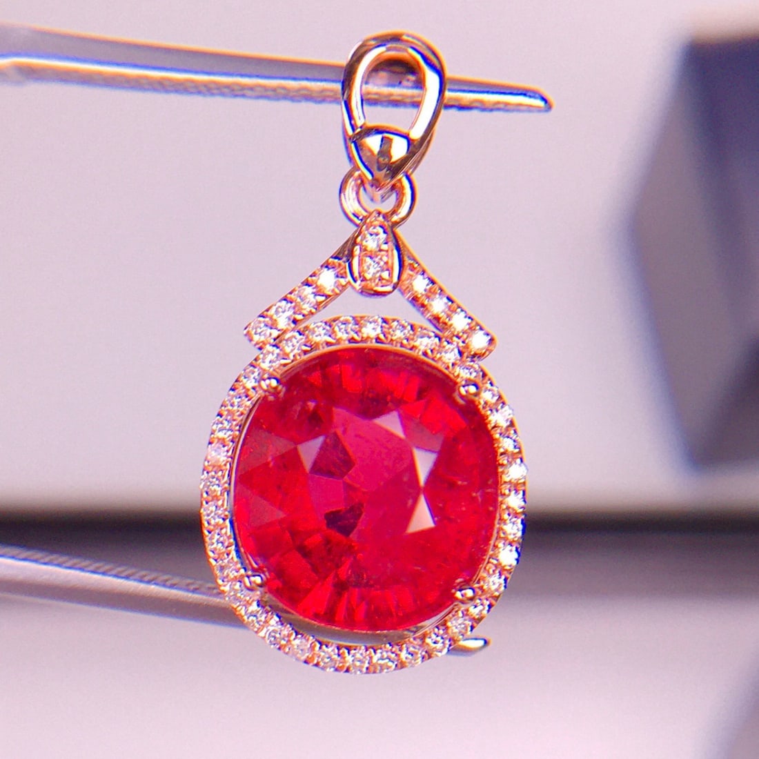 14k Gold 4.06 Ct Natural Tourmaline & Diamond Pendant( Without Chain ) - 5