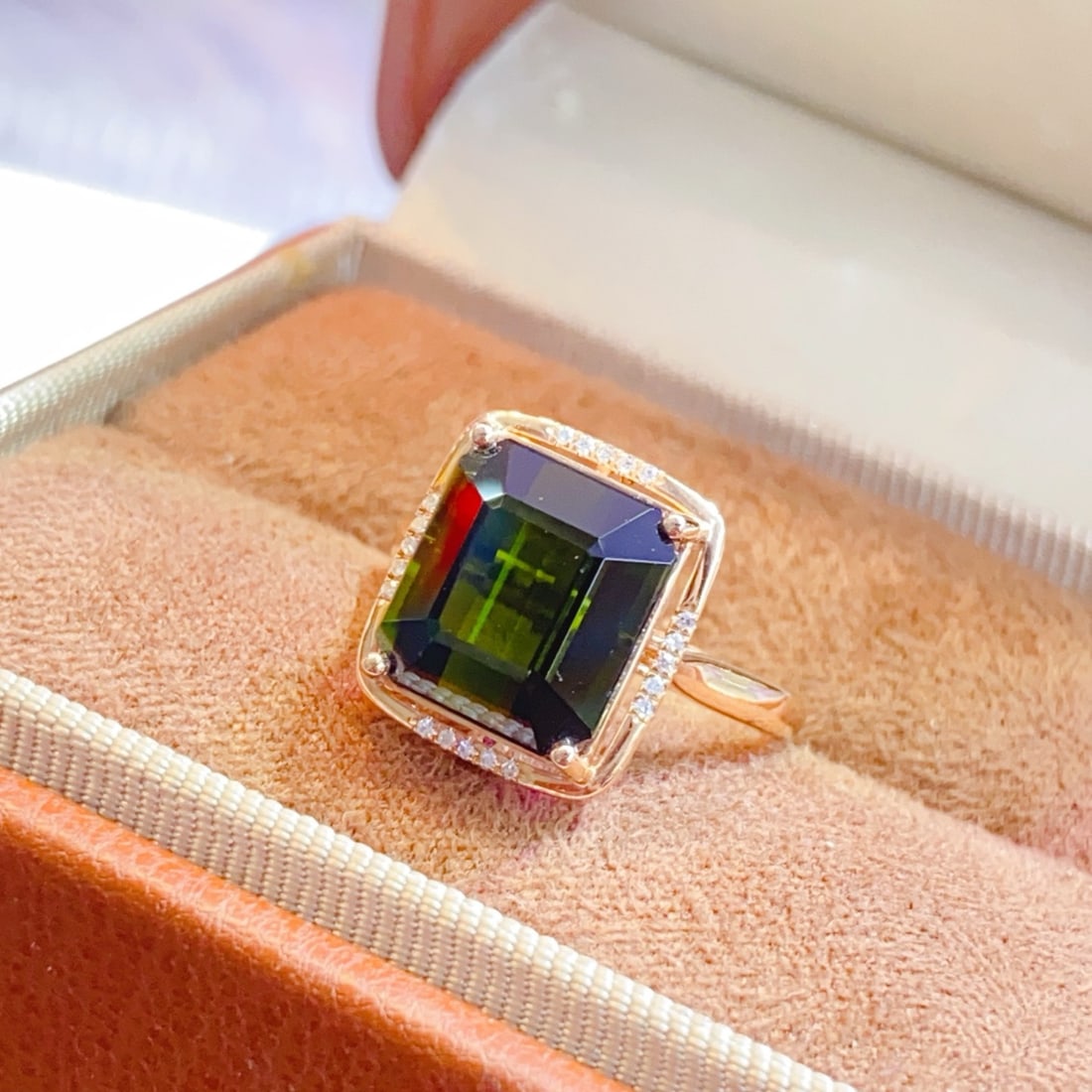 14k Gold 6.45 Ct Natural Tourmaline & Diamond Ring - 2