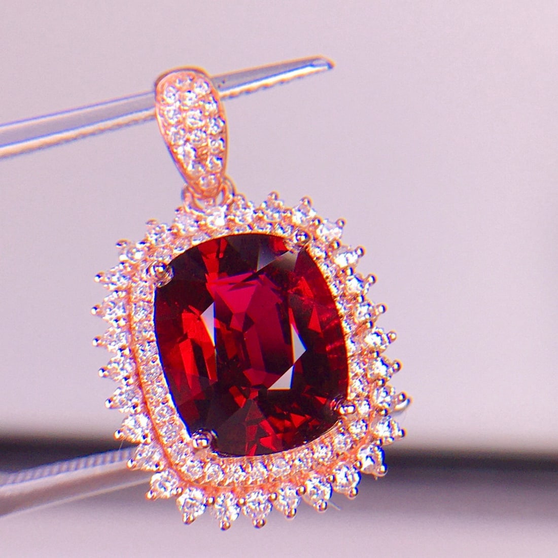 14k Gold 3.66 Ct Natural Tourmaline & Diamond Pendant( Without Chain ) - 2