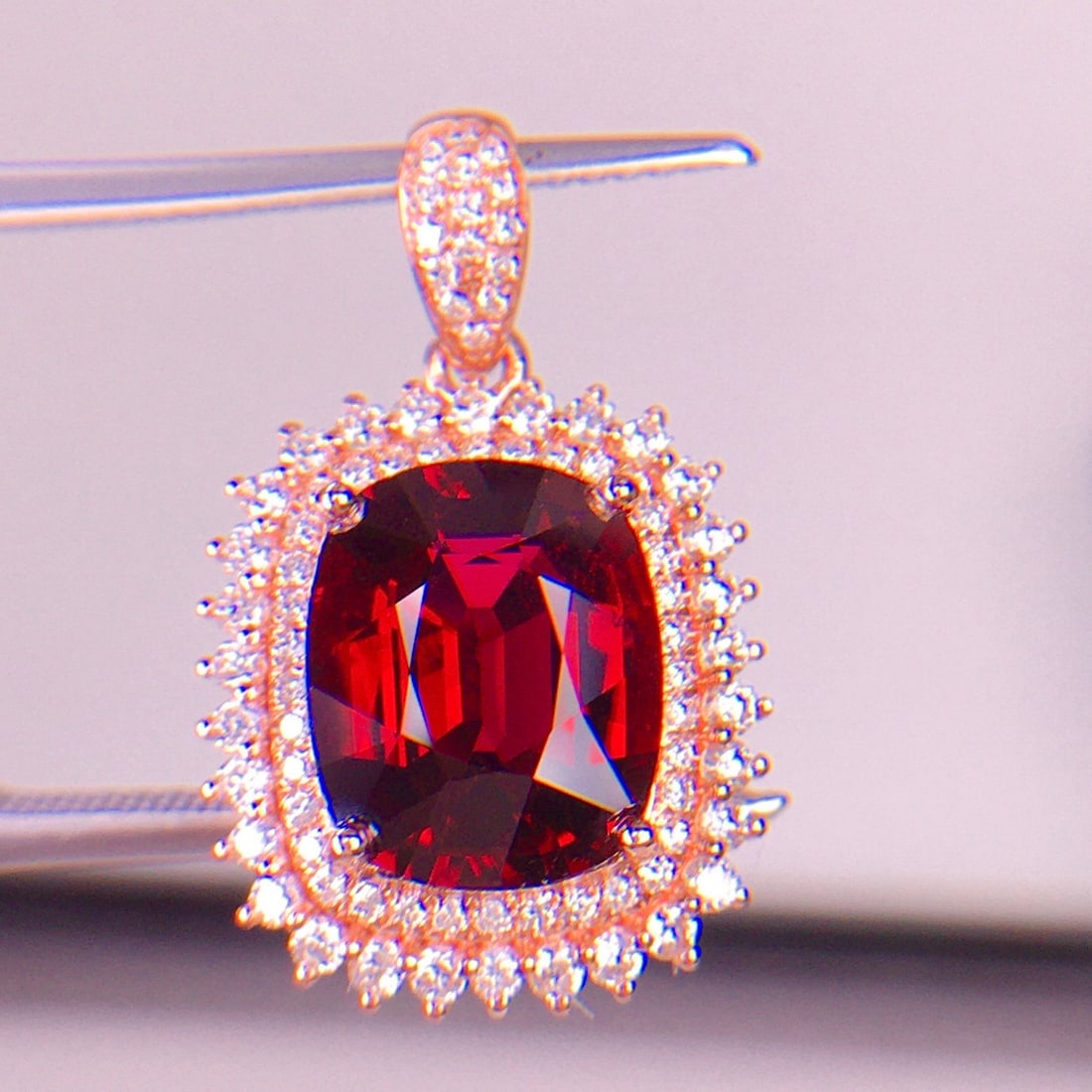 14k Gold 3.66 Ct Natural Tourmaline & Diamond Pendant( Without Chain ) - 3