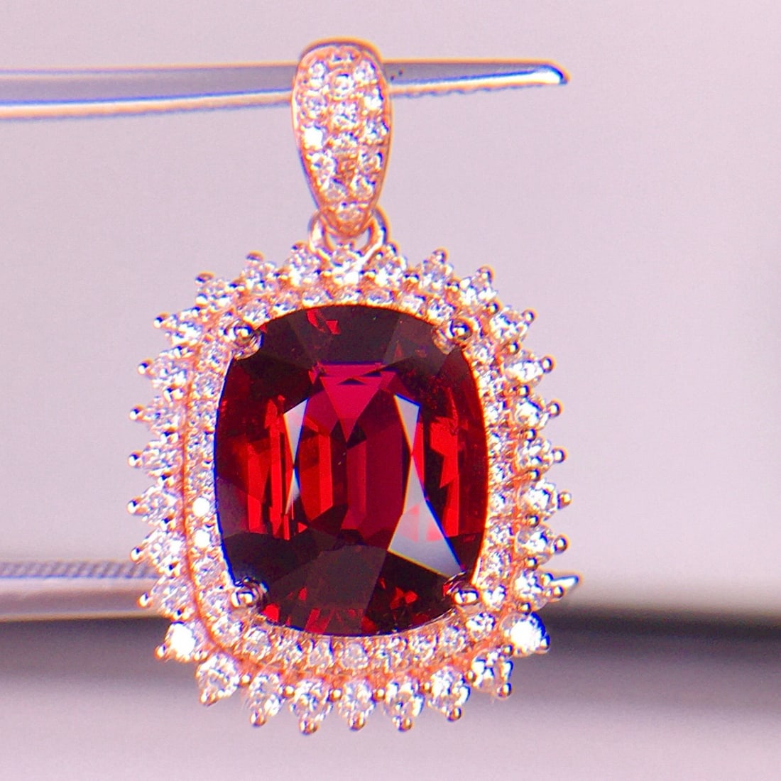 14k Gold 3.66 Ct Natural Tourmaline & Diamond Pendant( Without Chain ) - 4