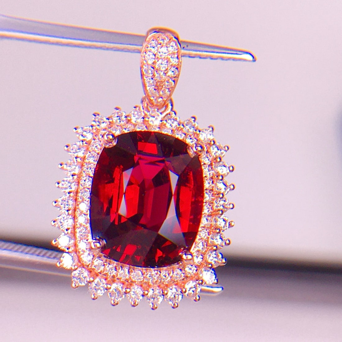 14k Gold 3.66 Ct Natural Tourmaline & Diamond Pendant( Without Chain ) - 5