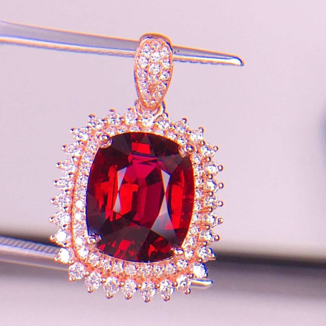 14k Gold 3.66 Ct Natural Tourmaline & Diamond Pendant( Without Chain ) - 6