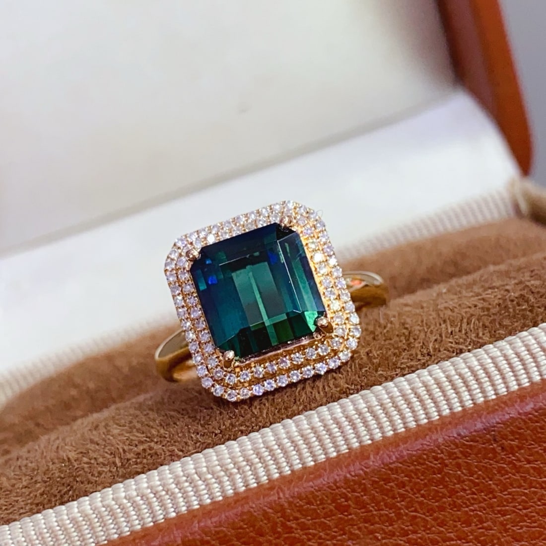 14k Gold 3.45 Ct Natural Tourmaline & Diamond Ring - 2